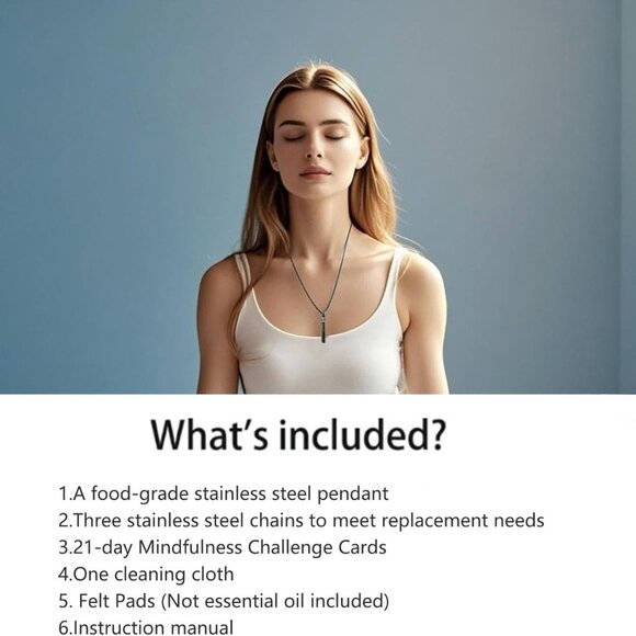 Rose Gold Stainless Steel 3-in-1 Mindfulness Necklace with Diffuser, Mediation, - Picture 6 of 6